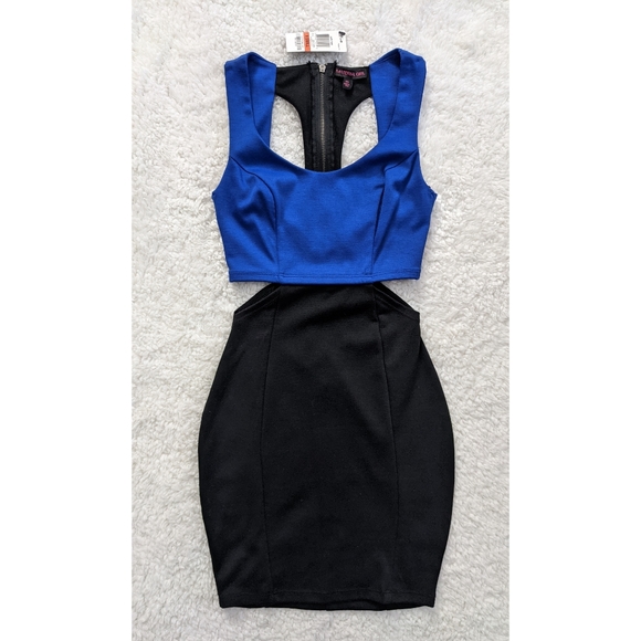 Material Girl Dresses & Skirts - Material Girl, Size XS, black and blue mini dress